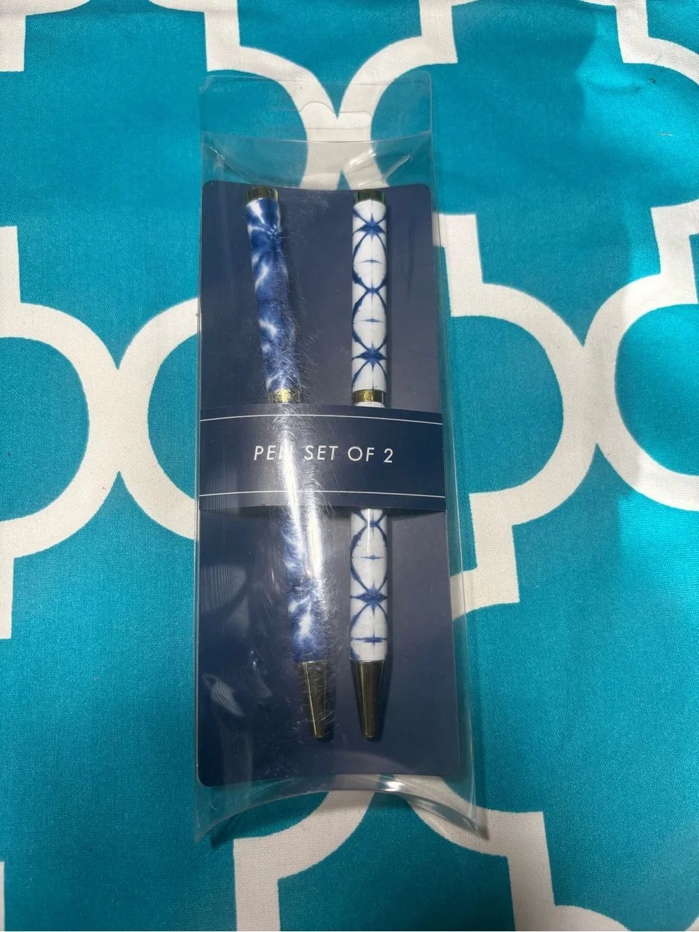 New Lily McGee Set of 2 Blue Decorative Ballpoint Pens